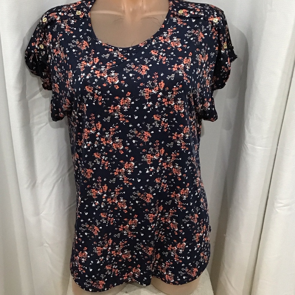 AUW Navy Floral Blouse